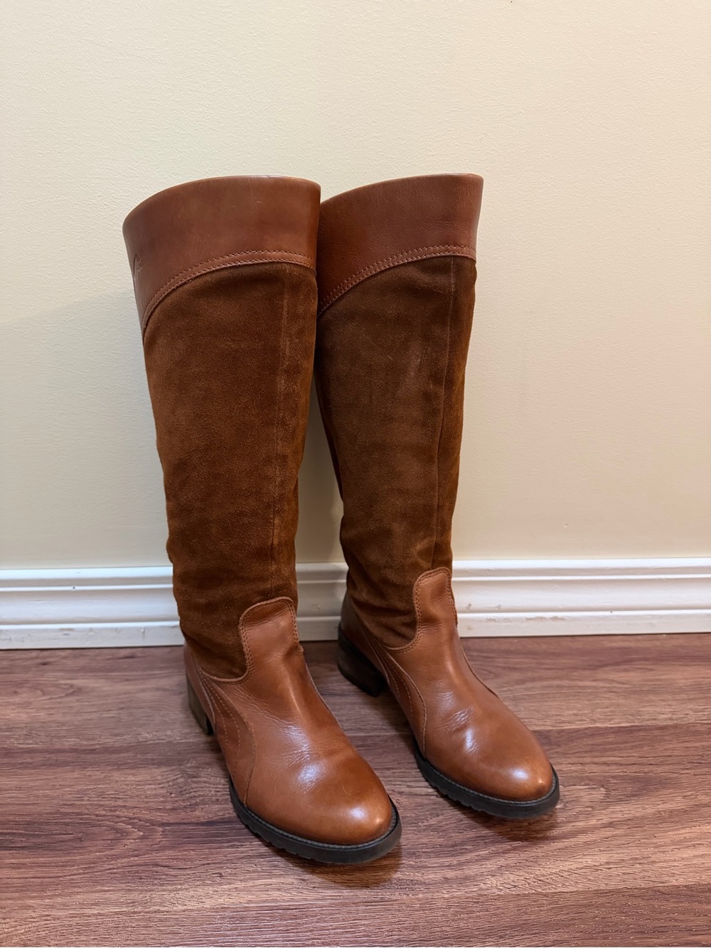 Puma Women's Tall Brown Leather and Suede Over-the-Knee Boots